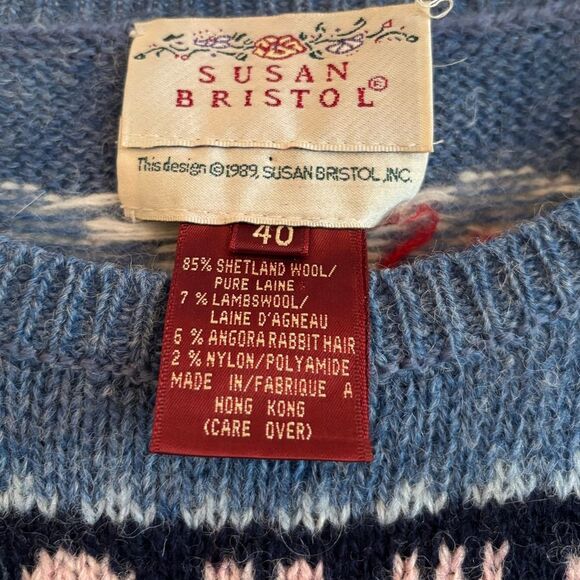 Vintage 80s Susan Bristol wool sweater dog print - Picture 7 of 9